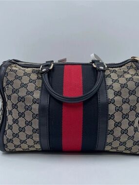 GUCCI Medium Gg Canvas Web Joy Boston Bag Beige